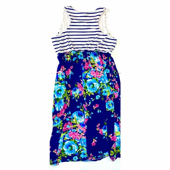 BELLAMIE plus • Navy Floral Stripe • DRESS - Picture 3 of 5